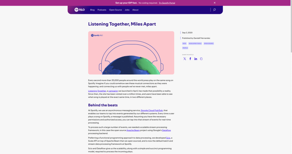 blog post about spotify's listening together micro website