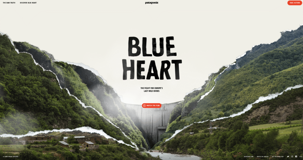 patagonia's blue heart micro website